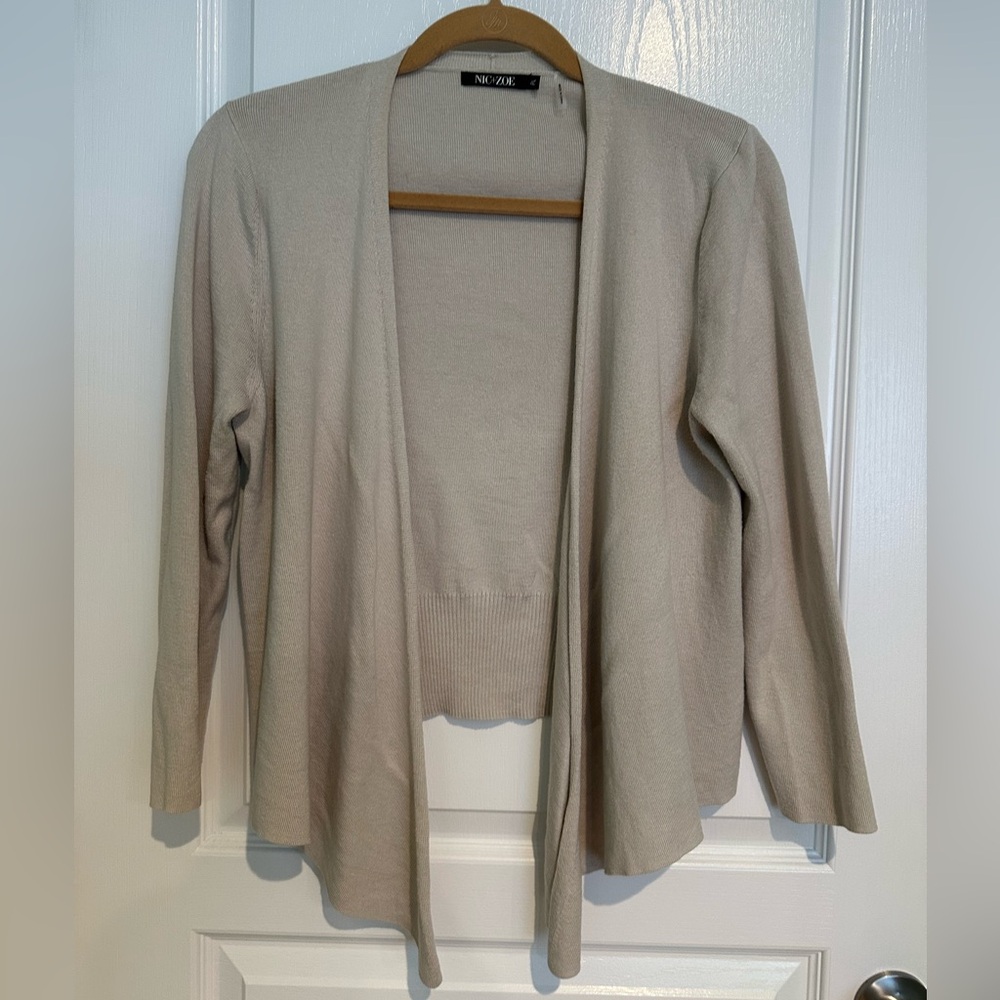NIC+ZOE Cream Open-Front Cardigan Sweater